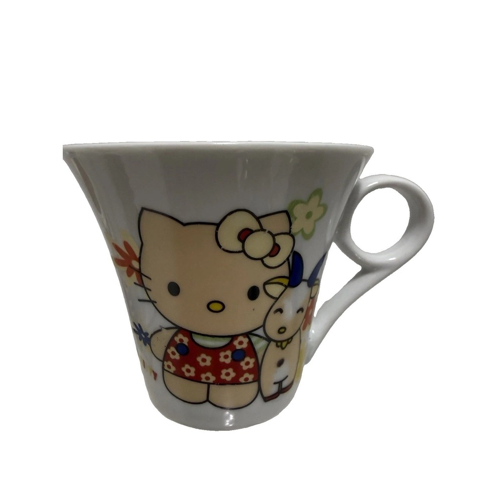 Unbranded Cartoon Cat Cow Mug Floral Kawaii Loop Handle 3.25 Inch